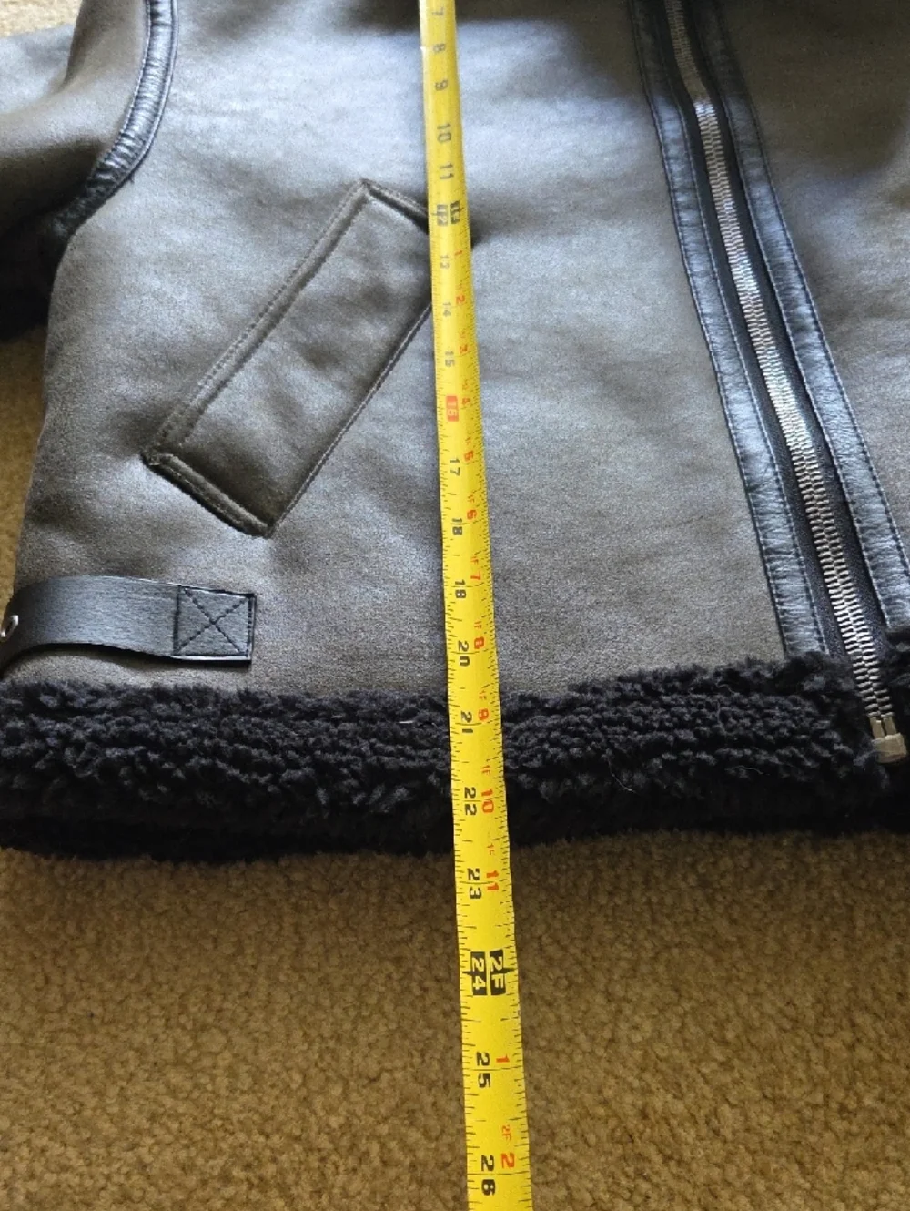 Faux Shearling Bomber Jacket Black Sz M